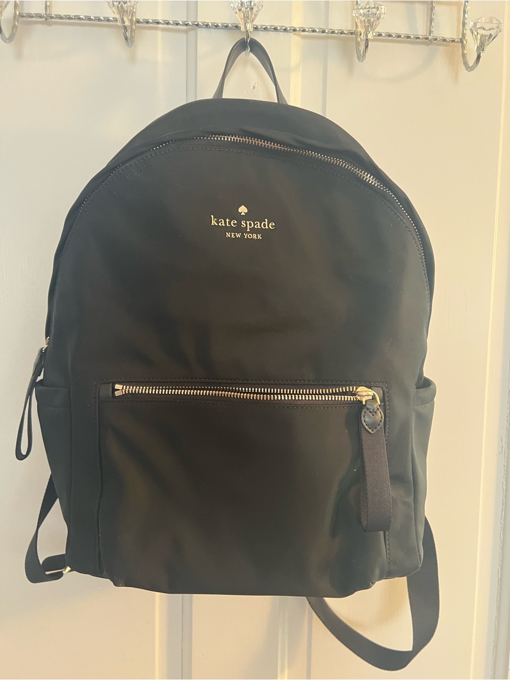 kate spade Black Nylon Backpack with Gold Hardware